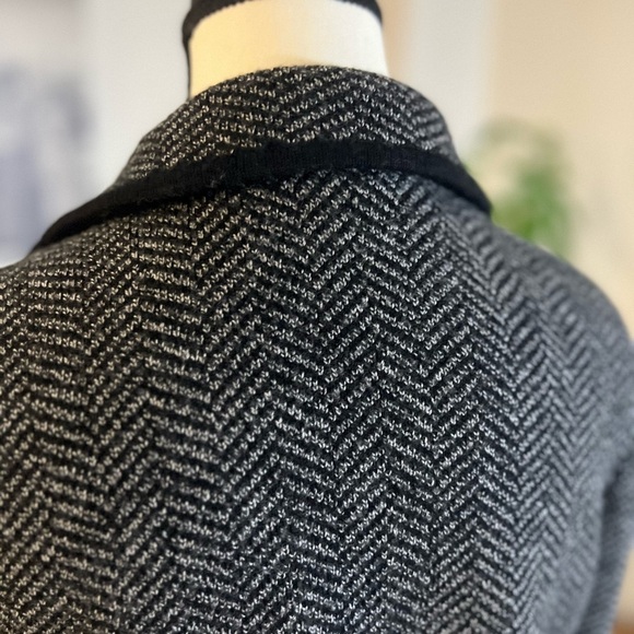 ✅ Talbots Black and Gray Herringbone Cardigan Sweater - Picture 13 of 16